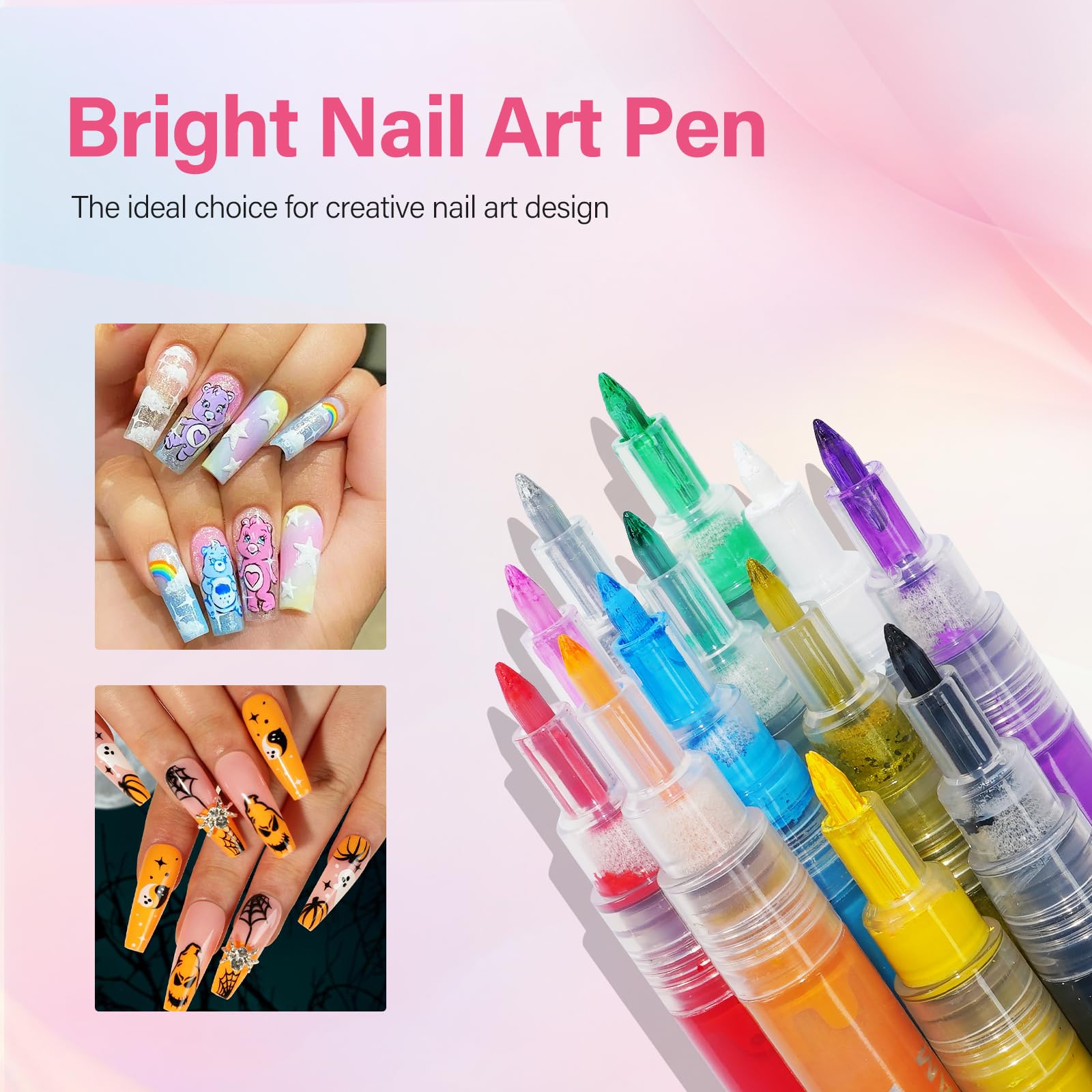 LKE 12 Colors Nail Art Pens Set – Quick-Dry Nail Design Markers for DIY Manicures