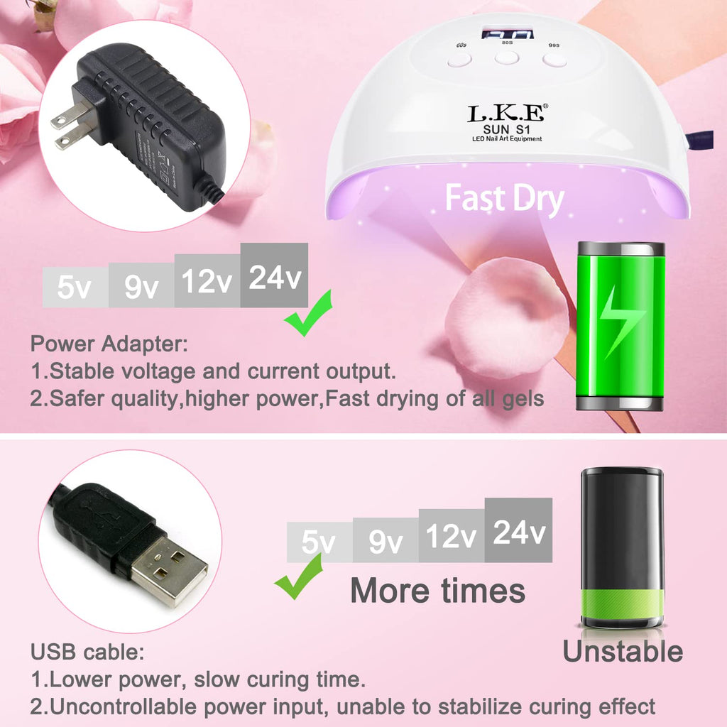 LKE UV LED Nail Lamp 72W – Gel Polish Curing, 3 Timers, Smart Sensor, White