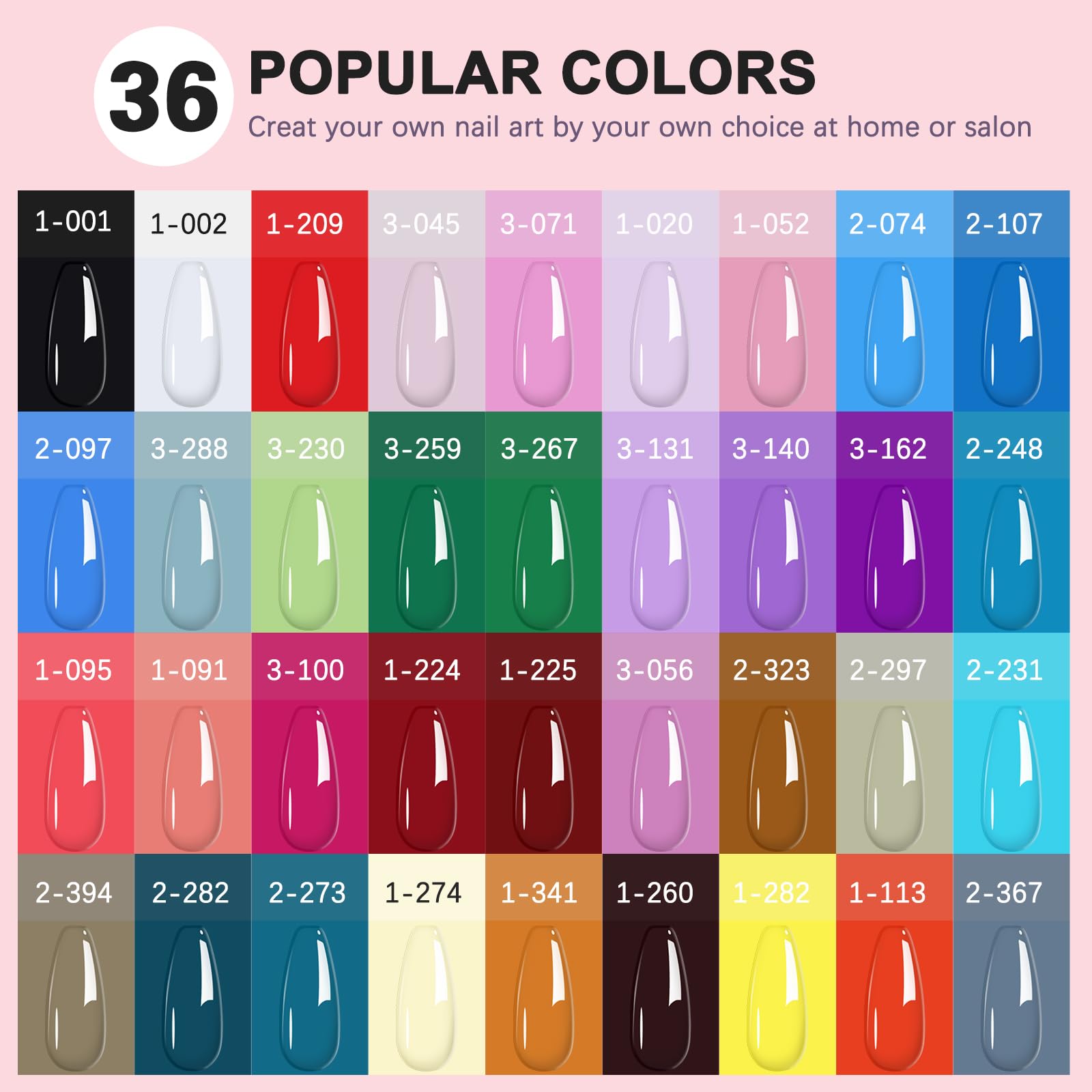 LKEE Gel Nail Polish Kit with 108W UV Lamp – 65-Piece All-In-One DIY Nail Set