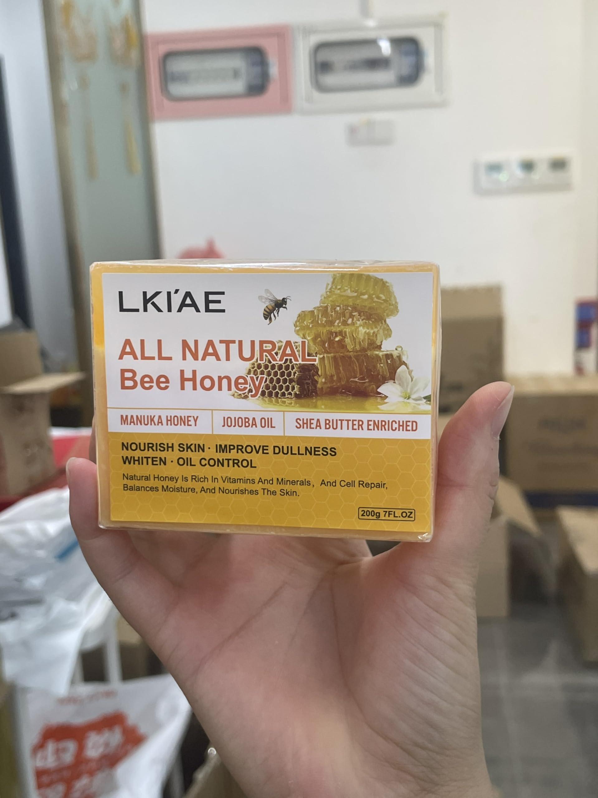 LKI'AE All Natural Honey Soap – Handmade Moisturizing Bar with Manuka Honey, Jojoba Oil & Shea Butter (Pack of 3)
