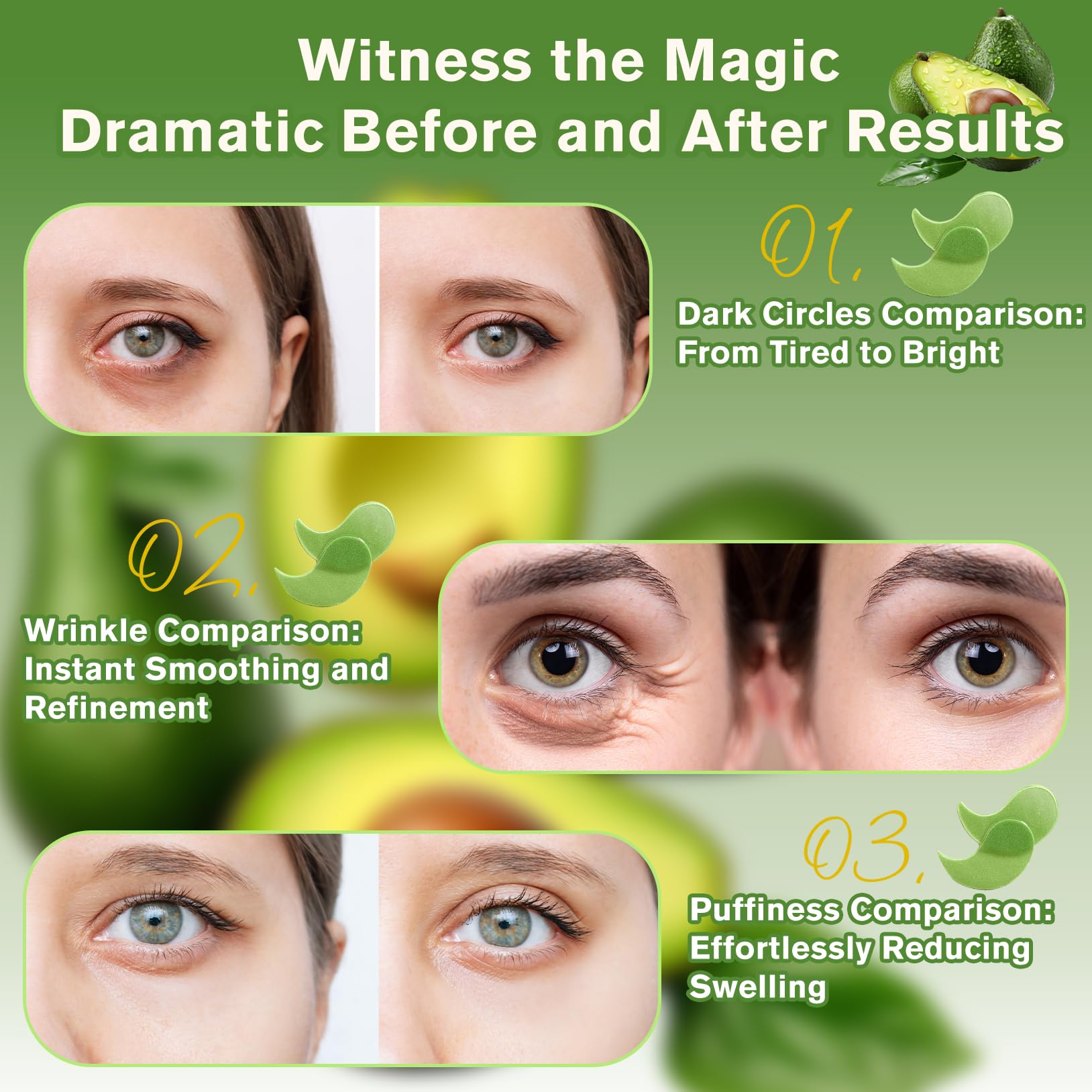 Lktvys Nourishing Avocado Eye Patches 2-Pack – Hydration, Collagen & Antioxidant Care