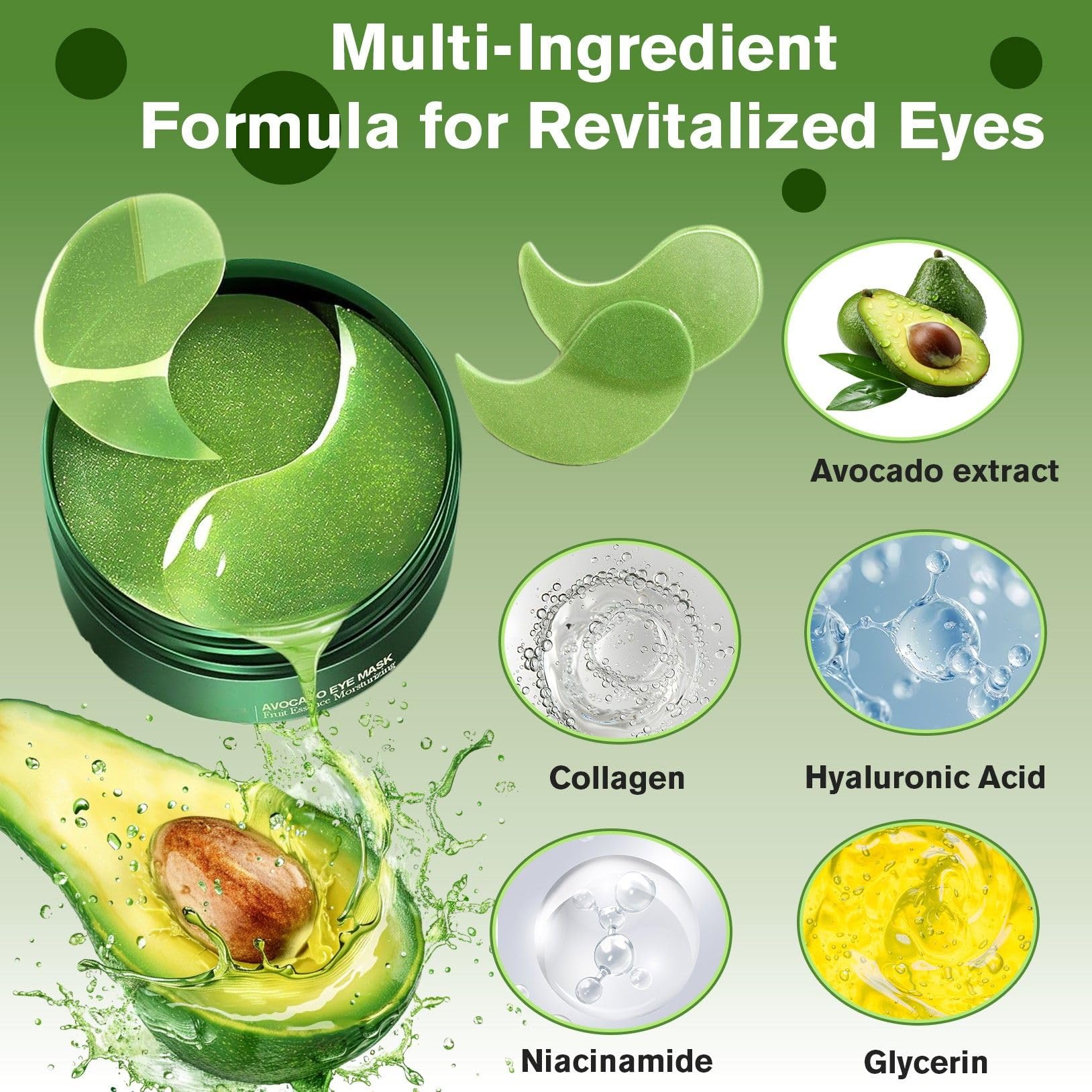 Lktvys Nourishing Avocado Eye Patches 2-Pack – Hydration, Collagen & Antioxidant Care