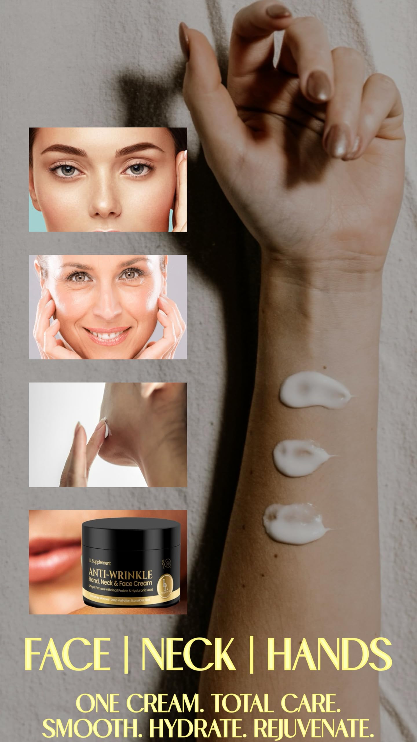 LL Supplement Anti-Wrinkle Cream for Face, Neck & Hands | Hydration & Smoothing