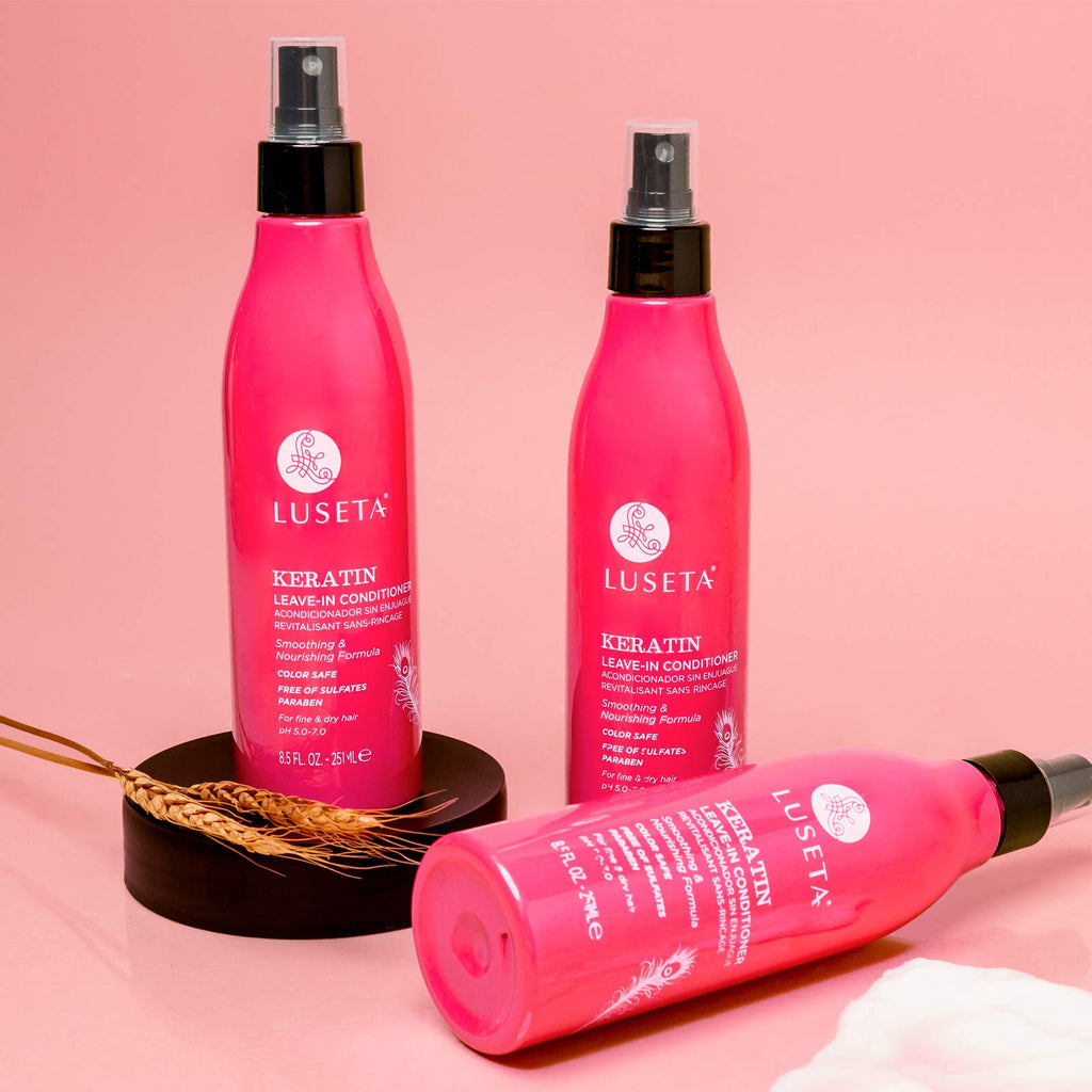 Luseta Keratin Leave-In Conditioner - Anti-Frizz Detangler for Curly & Color-Treated Hair, 8.5 Fl Oz