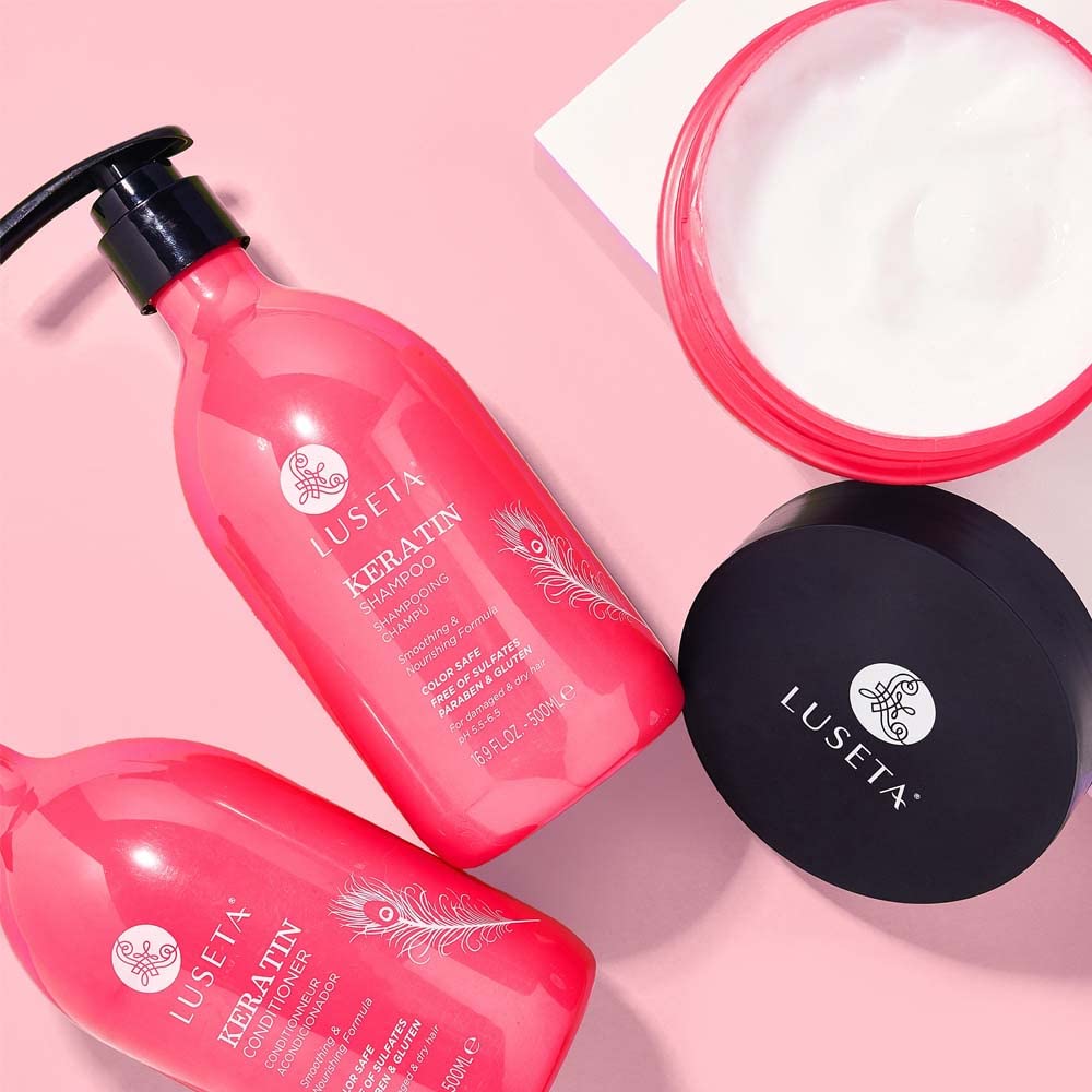 L LUSETA Keratin Shampoo & Conditioner Set – Moisturizing Care for Dry & Damaged Hair (Sulfate Free)