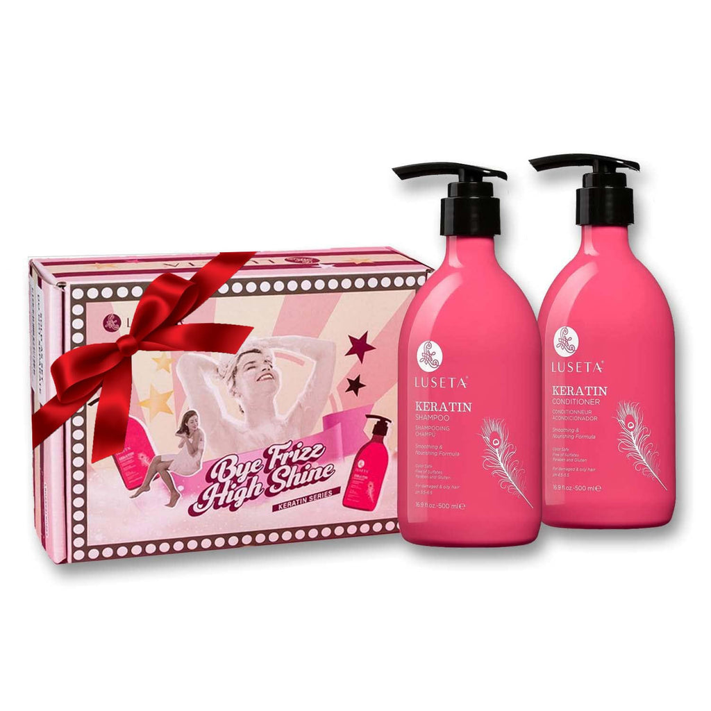 L LUSETA Keratin Shampoo & Conditioner Set – Moisturizing Care for Dry & Damaged Hair (Sulfate Free)