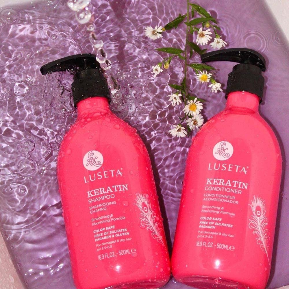 L LUSETA Keratin Shampoo & Conditioner Set – Moisturizing Care for Dry & Damaged Hair (Sulfate Free)