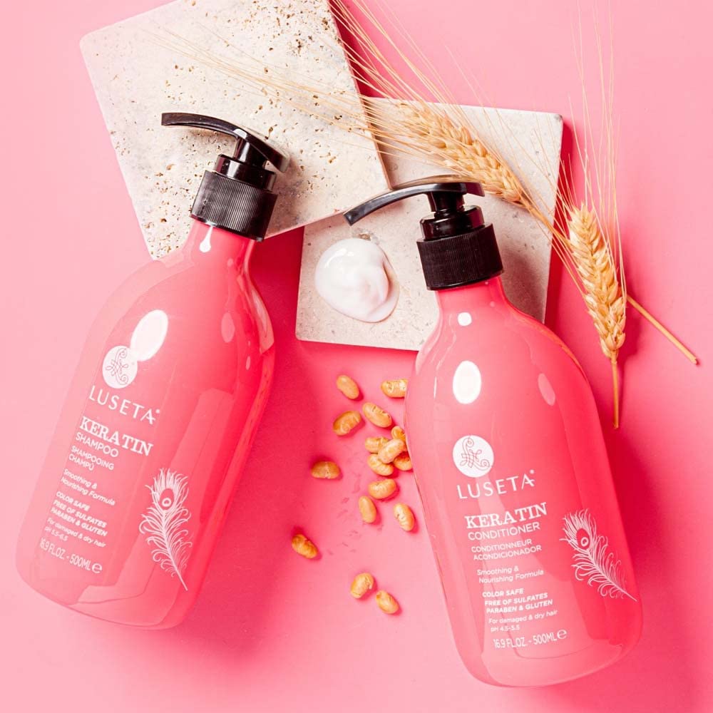 L LUSETA Keratin Shampoo & Conditioner Set – Moisturizing Care for Dry & Damaged Hair (Sulfate Free)