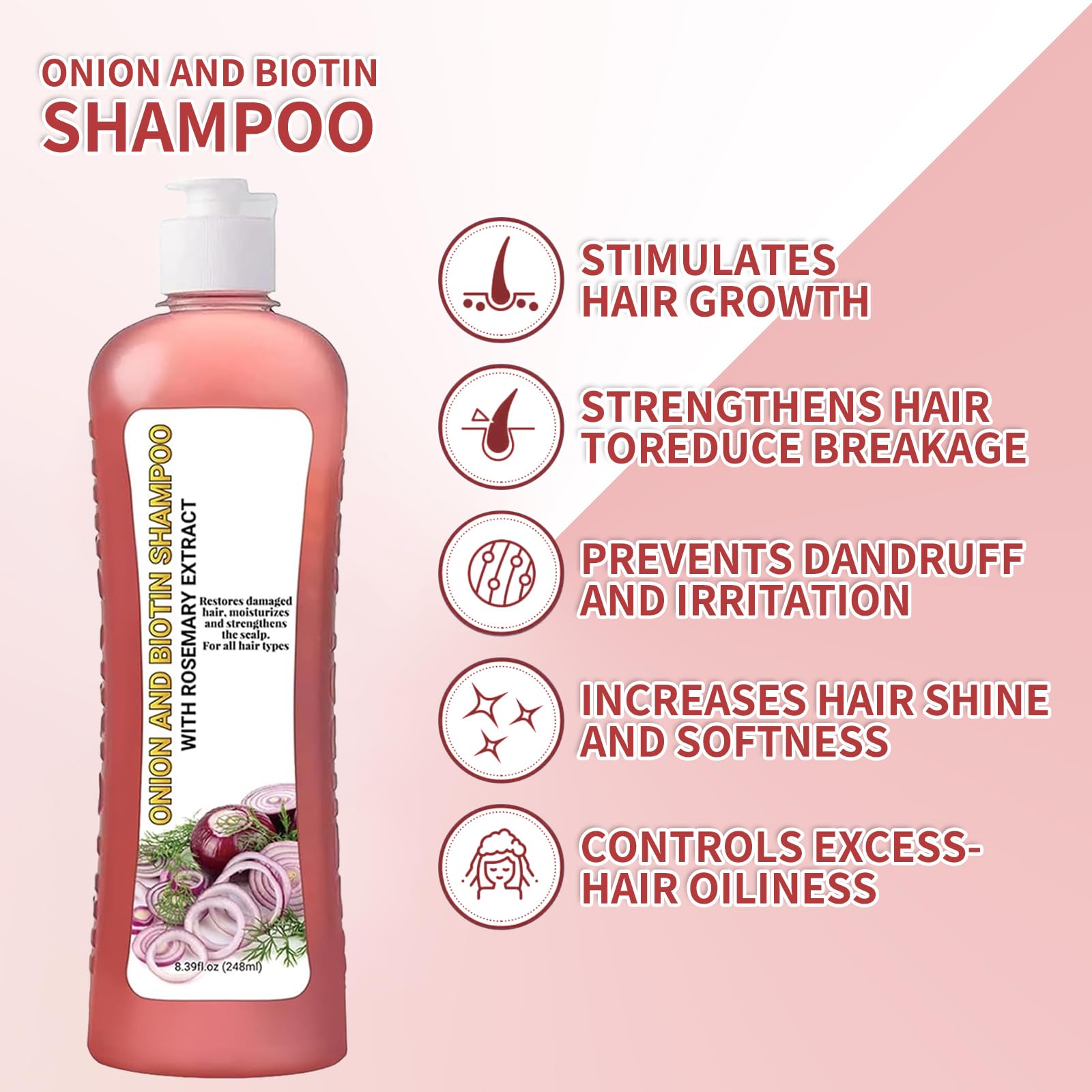 LMDGDS Onion Biotin & Rosemary Shampoo – Soft Hair, Shine & Thinning Hair Support