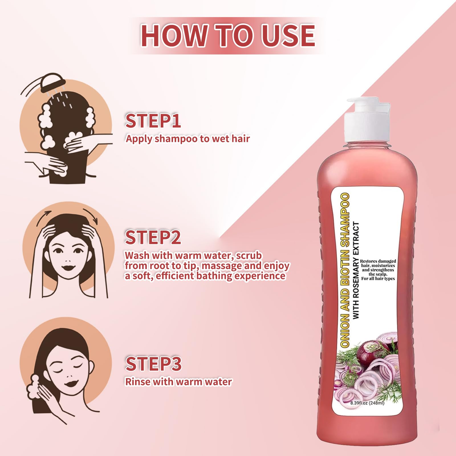 LMDGDS Onion Biotin & Rosemary Shampoo – Soft Hair, Shine & Thinning Hair Support