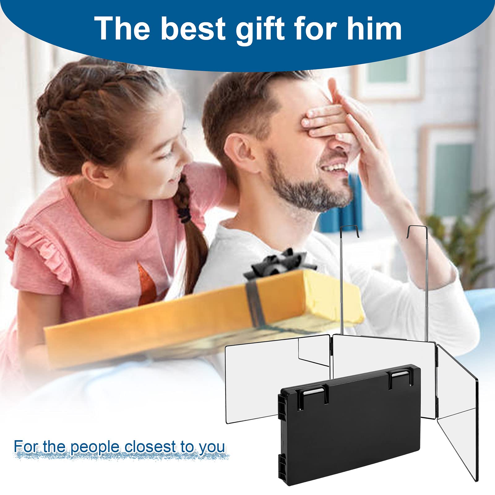 LMZNXCZ 3-Way Mirror for Self Hair Cutting – 360° Viewing, Tri-Fold with Portable Hooks