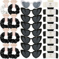 Loanzeg Bridesmaid Scrunchies & Hair Clips Set – 24-Piece White & Black Gift Kit for Bridal Shower and Wedding Parties