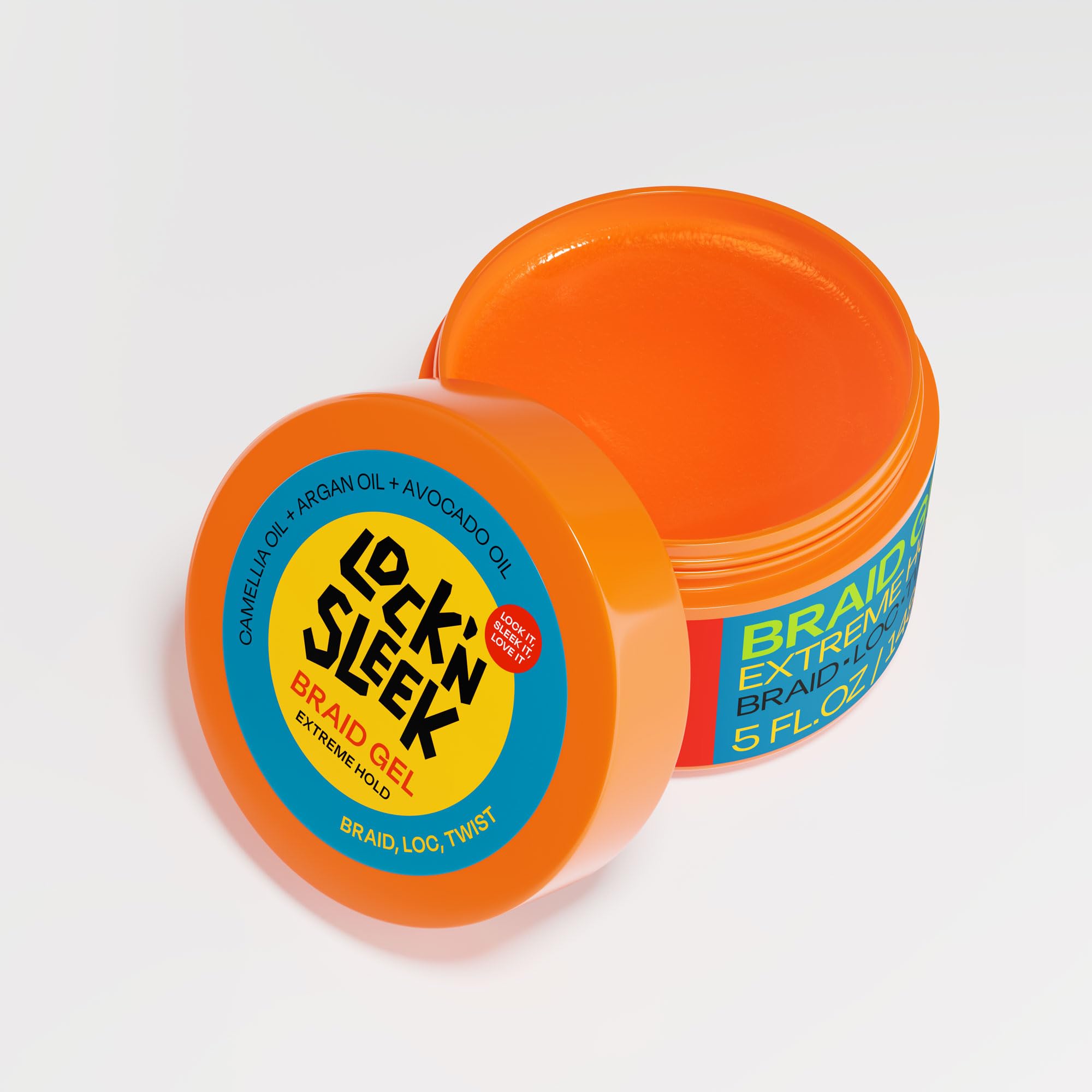 LOCK'N SLEEK Braid Gel (15 oz) - Extreme Hold, Flake-Free, High Shine Edge Control