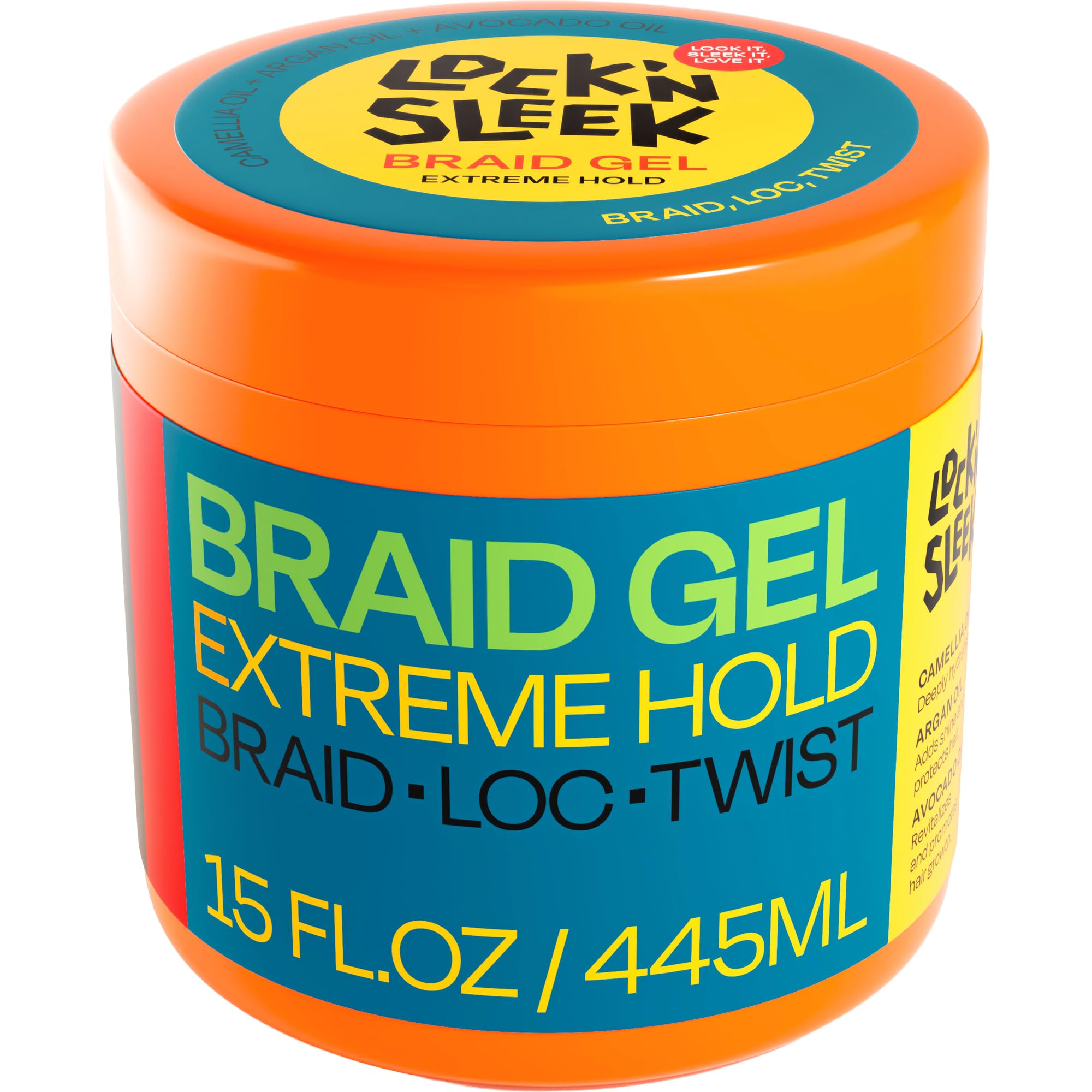 LOCK'N SLEEK Braid Gel (15 oz) - Extreme Hold, Flake-Free, High Shine Edge Control