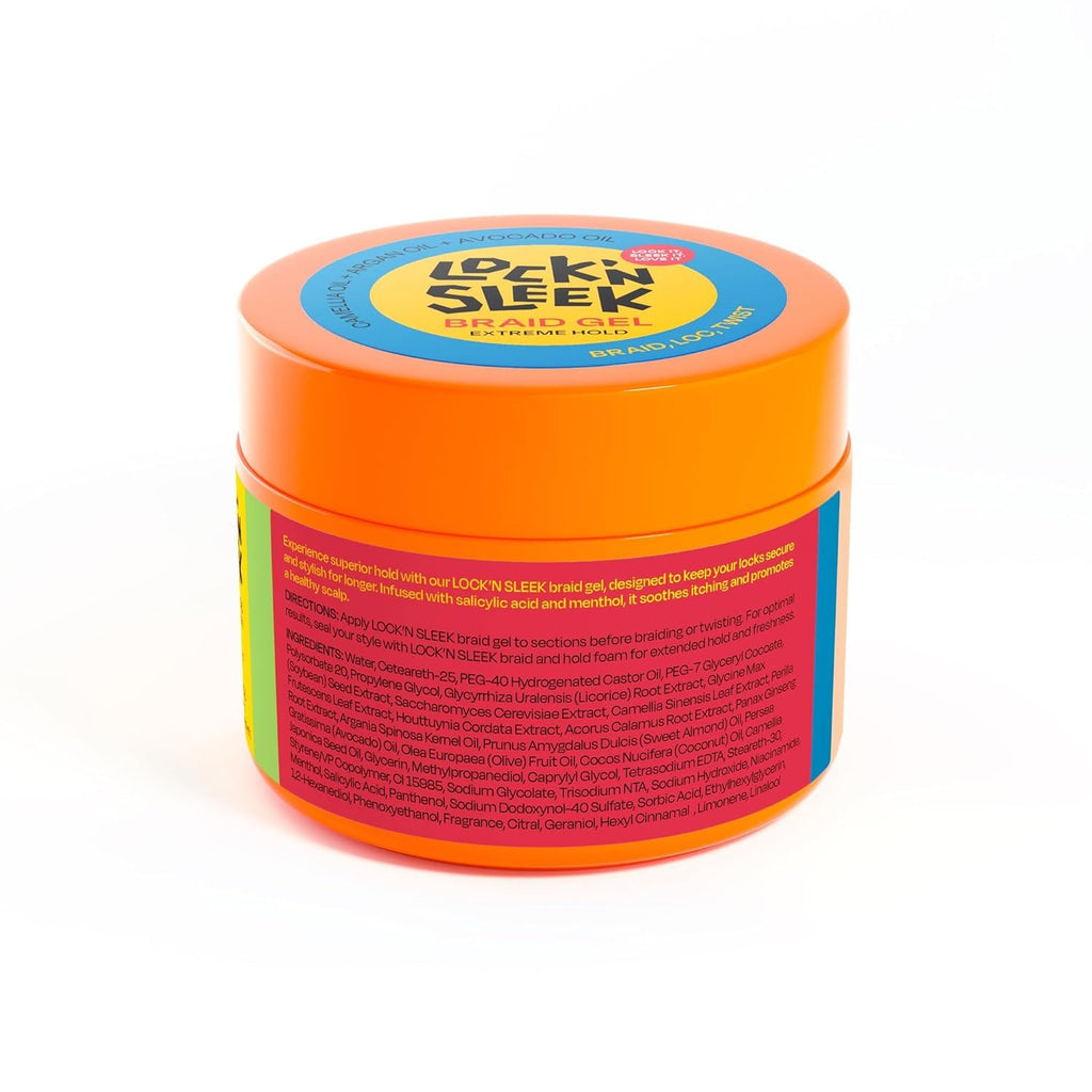 LOCK'N SLEEK Braid Gel (15 oz) - Extreme Hold, Flake-Free, High Shine Edge Control