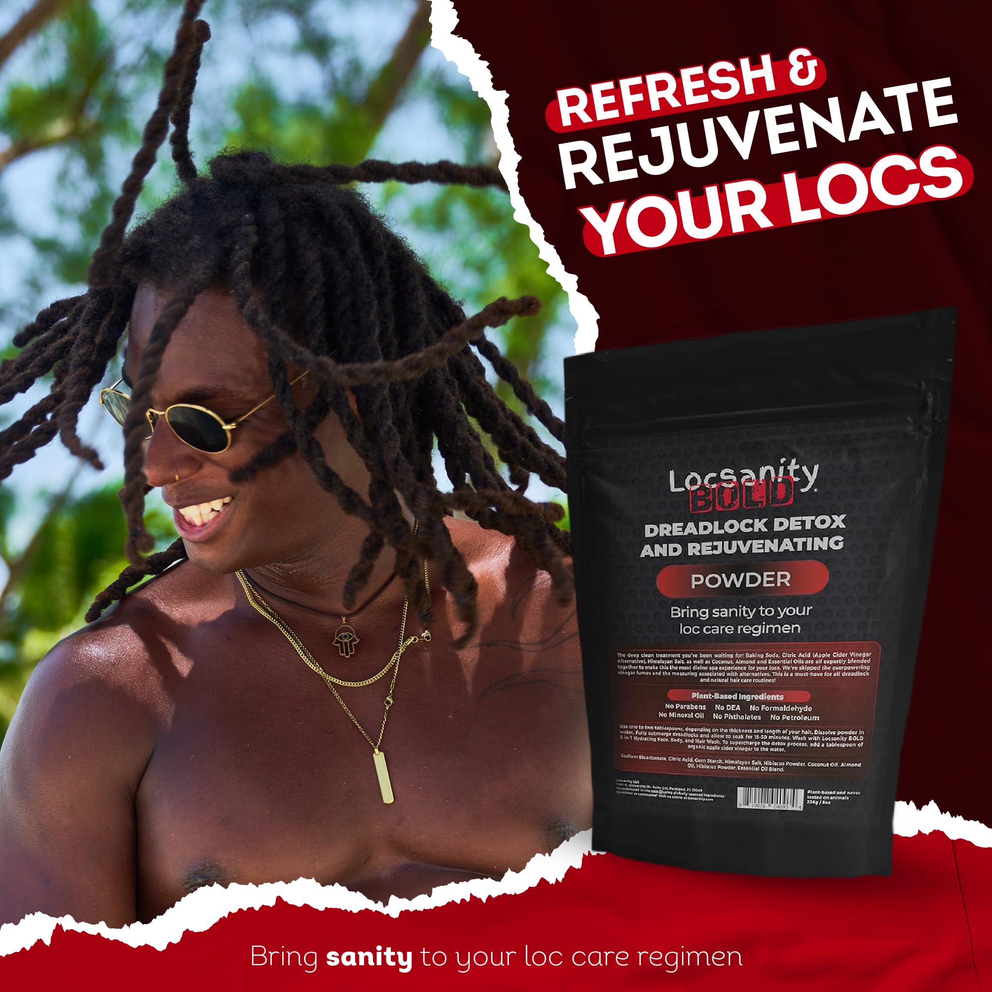 Locsanity BOLD Locs Detox & Rejuvenate Dreadlock Powder – ACV Alternative | 8oz