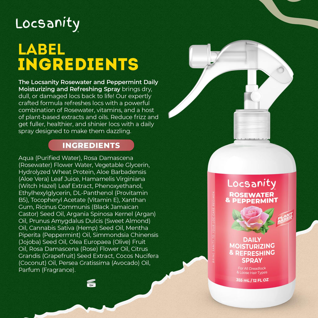 Locsanity Daily Moisturizing Spray for Locs – Rose Water & Peppermint