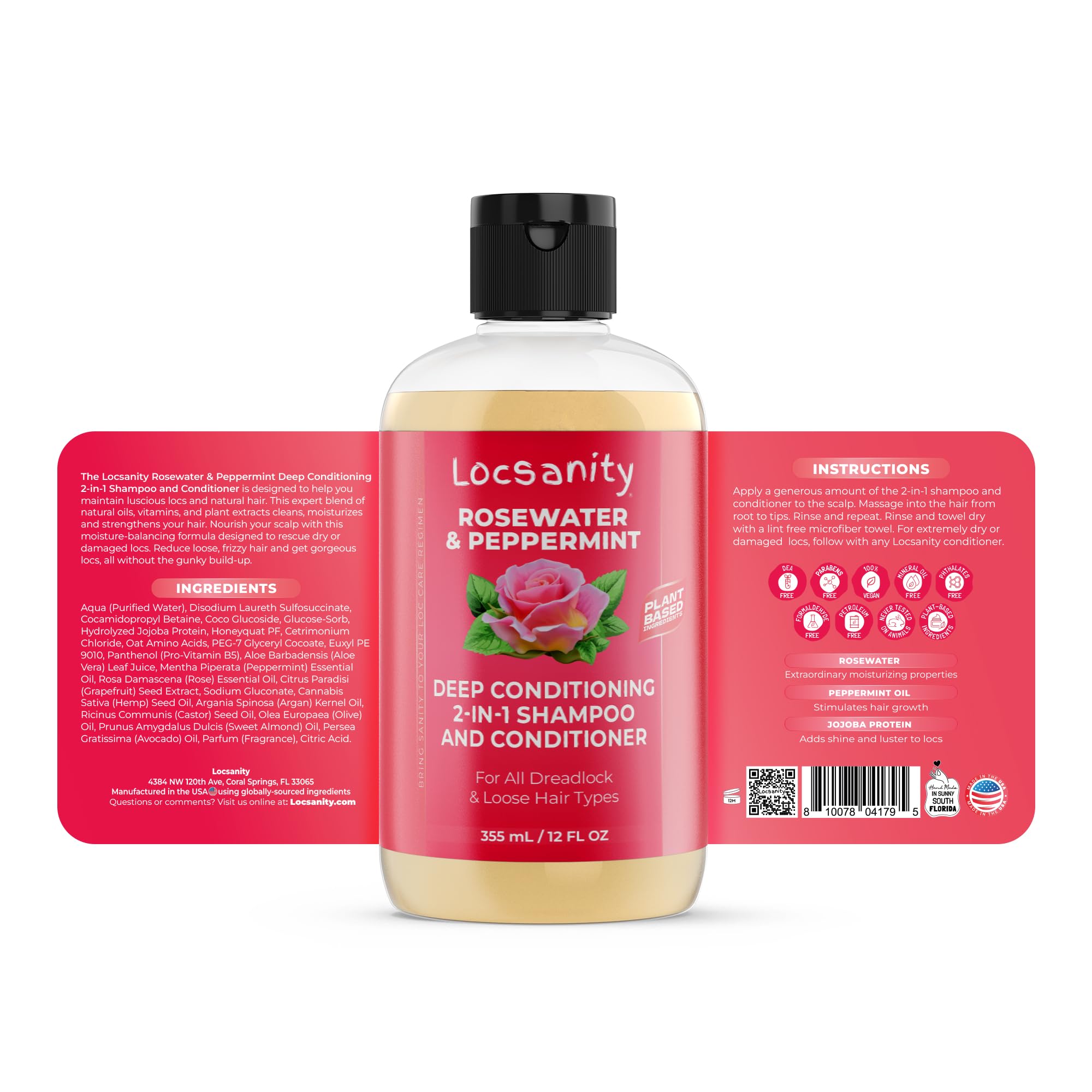 Locsanity Rosewater Peppermint Loccare Bundle for Dreadlocks, Sisterlocks & Microlocks - Fine Mist