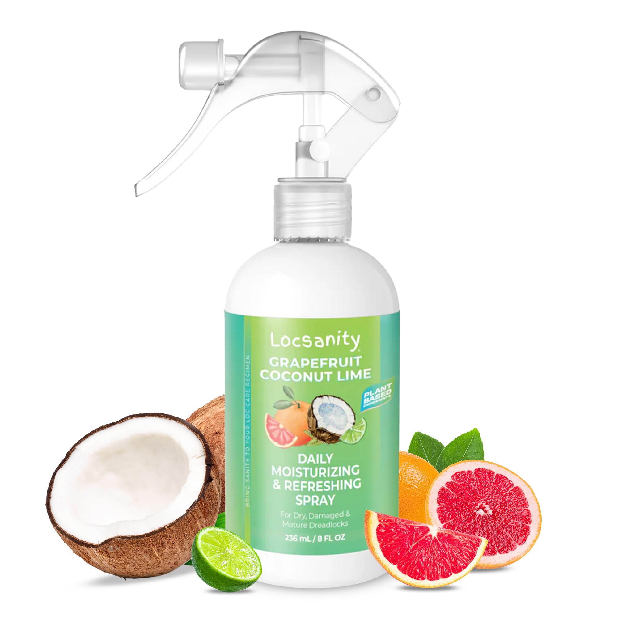 Locsanity Grapefruit Coconut & Lime Daily Moisturizing Spray for Locs | Lightweight Hydration 8 oz