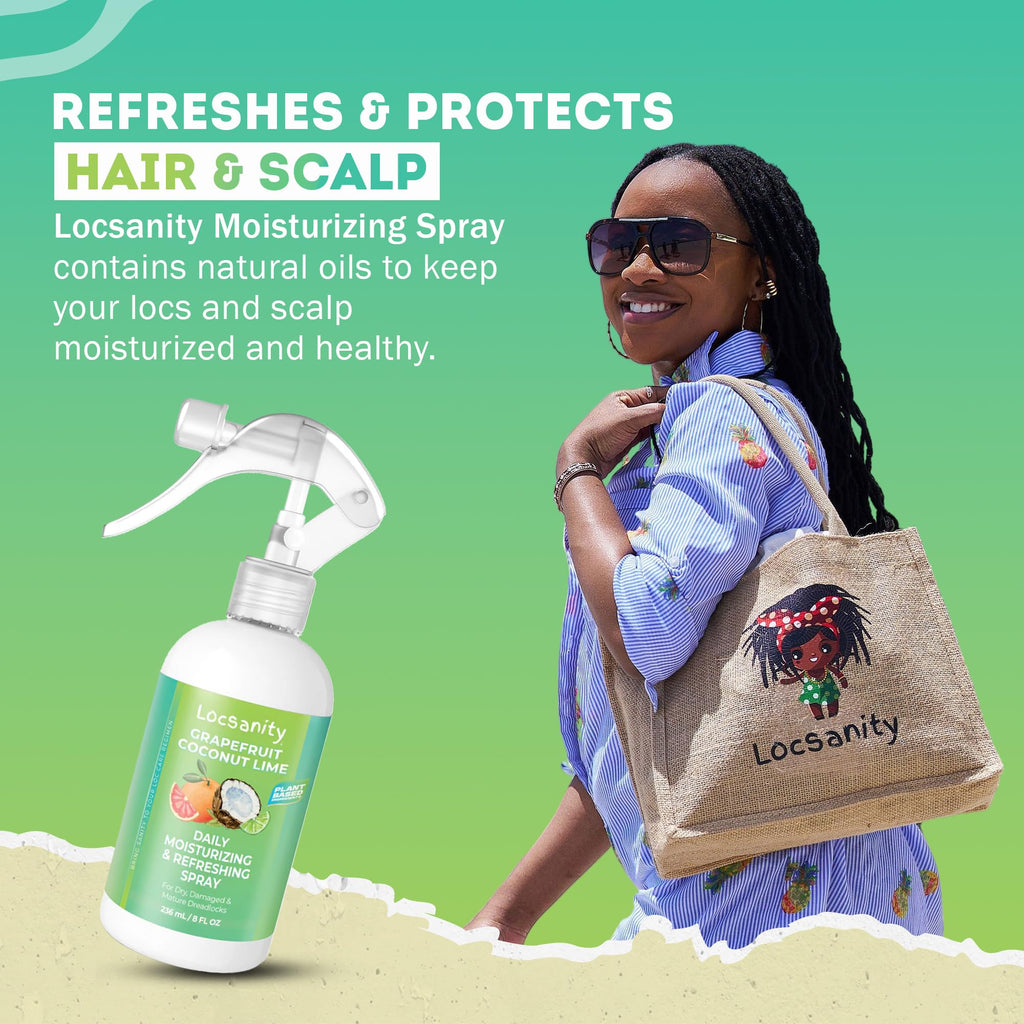 Locsanity Grapefruit Coconut & Lime Daily Moisturizing Spray for Locs | Lightweight Hydration 8 oz