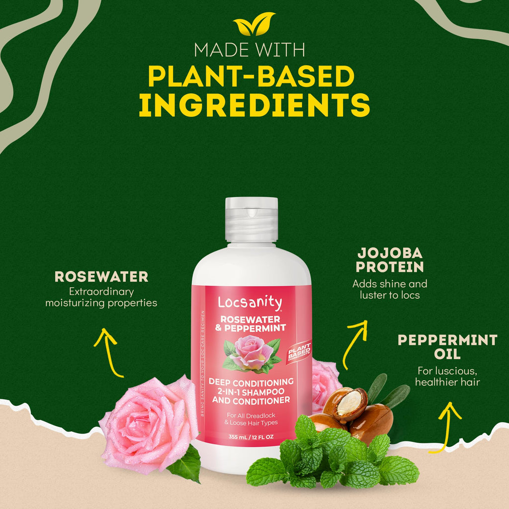 Locsanity Rosewater Peppermint 2-in-1 Shampoo & Conditioner for All Loc Types