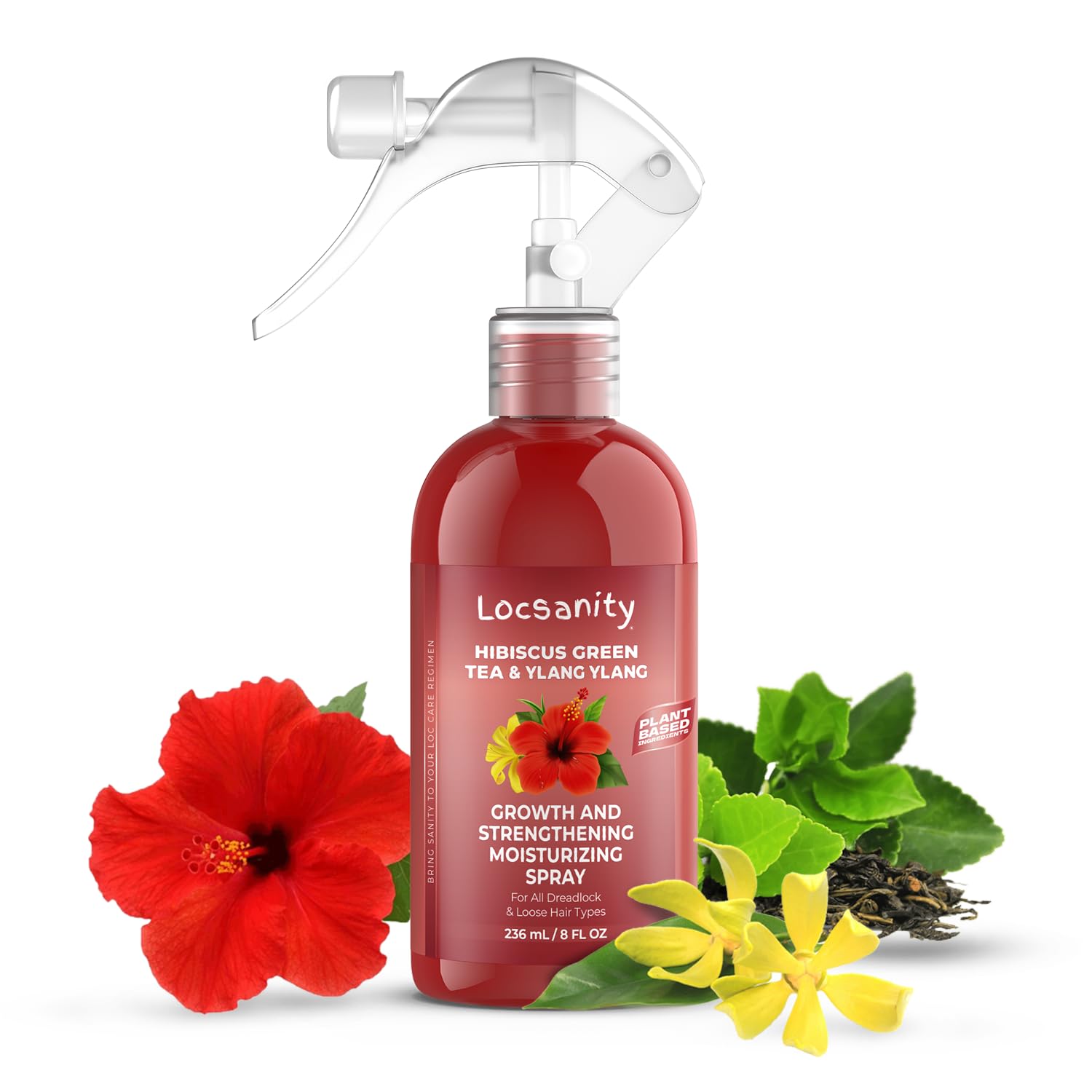 Locsanity Hibiscus Green Tea Hair Moisturizer Spray for Dreadlocks and Loose Hair – Thicker, Fuller Locs (8oz)