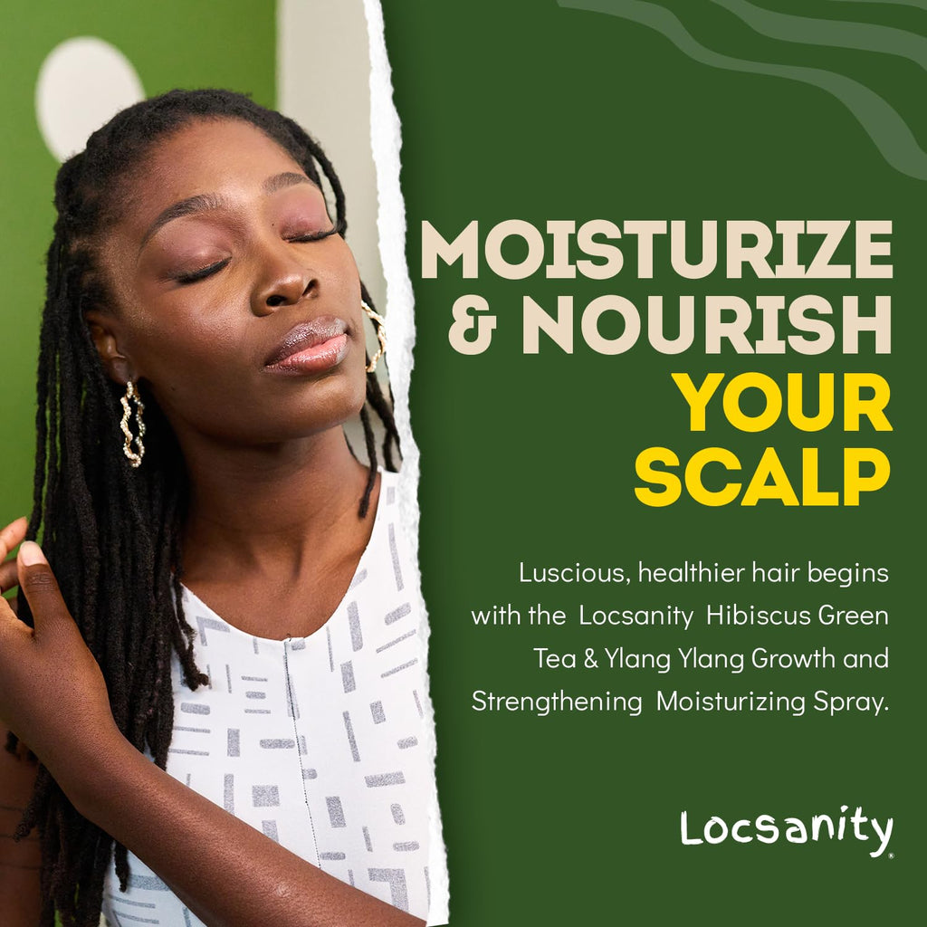 Locsanity Hibiscus Green Tea Hair Moisturizer Spray for Dreadlocks and Loose Hair – Thicker, Fuller Locs (8oz)