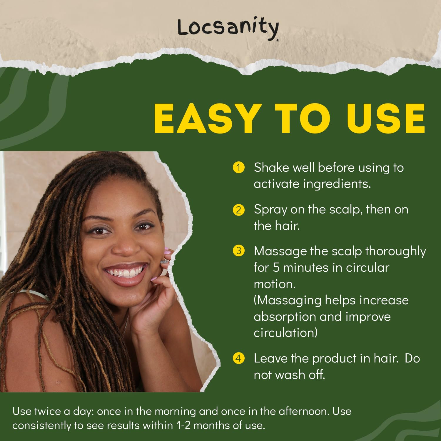 Locsanity Hibiscus Green Tea Hair Moisturizer Spray for Dreadlocks and Loose Hair – Thicker, Fuller Locs (8oz)