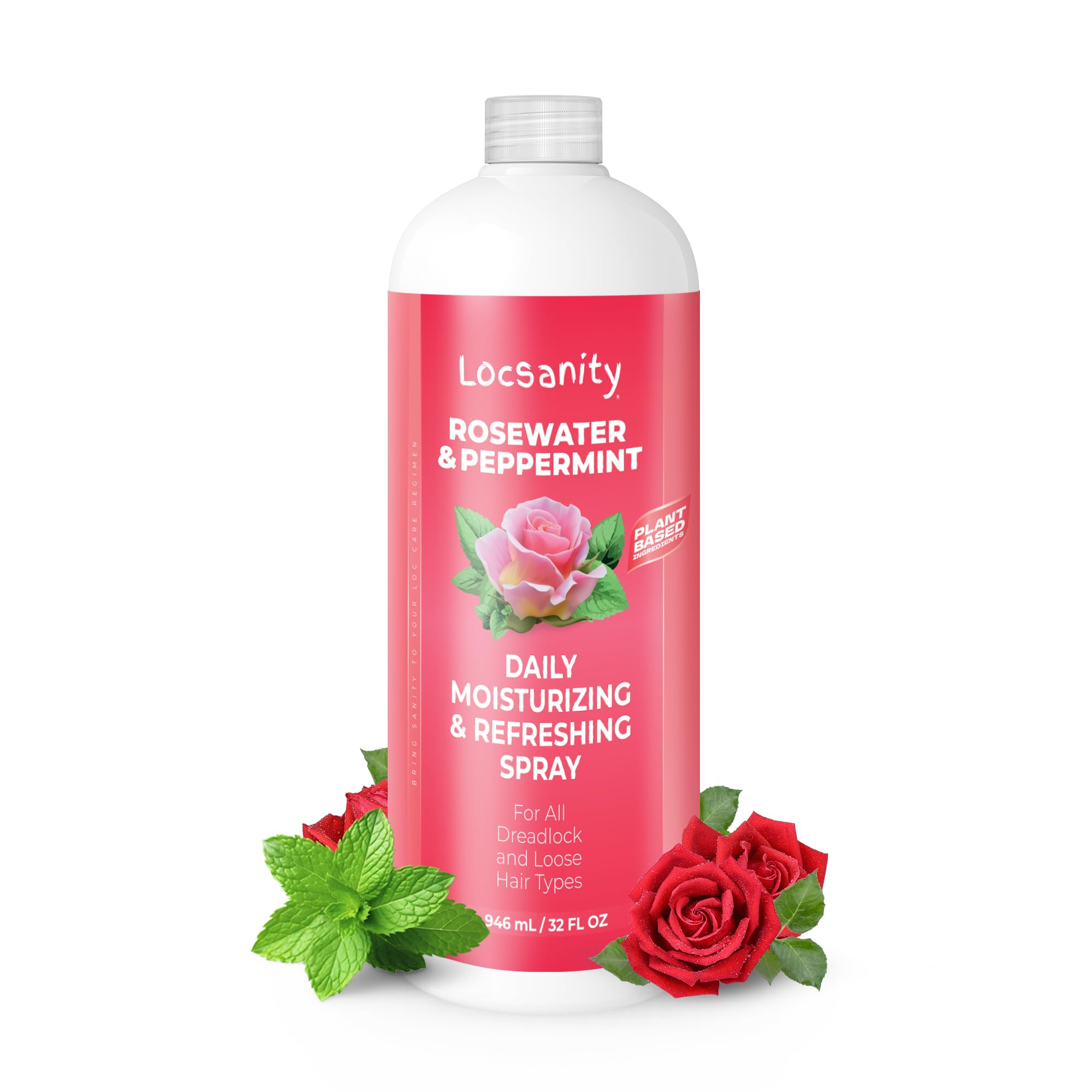 Locsanity Rosewater & Peppermint Daily Moisturizing Spray – Jumbo 32oz for Hydrated Locs & Scalp