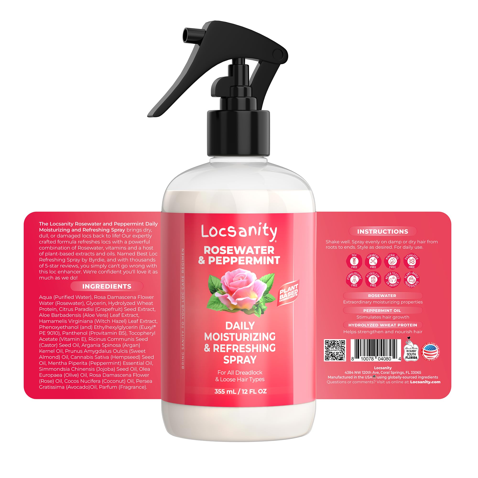 Locsanity Rosewater Peppermint Loccare Bundle for Dreadlocks, Sisterlocks & Microlocks - Fine Mist