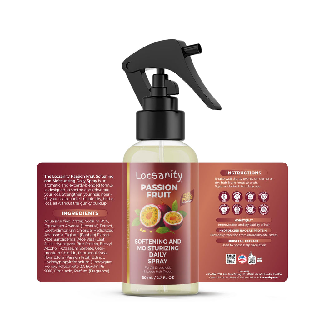 Locsanity Organic Teen Locs Essentials Kit – 2-in-1 Shampoo & Conditioner, Passion Fruit Spray, Hair Oil, Rosewater Peppermint Tightening Gel, Liquid Edge Gel