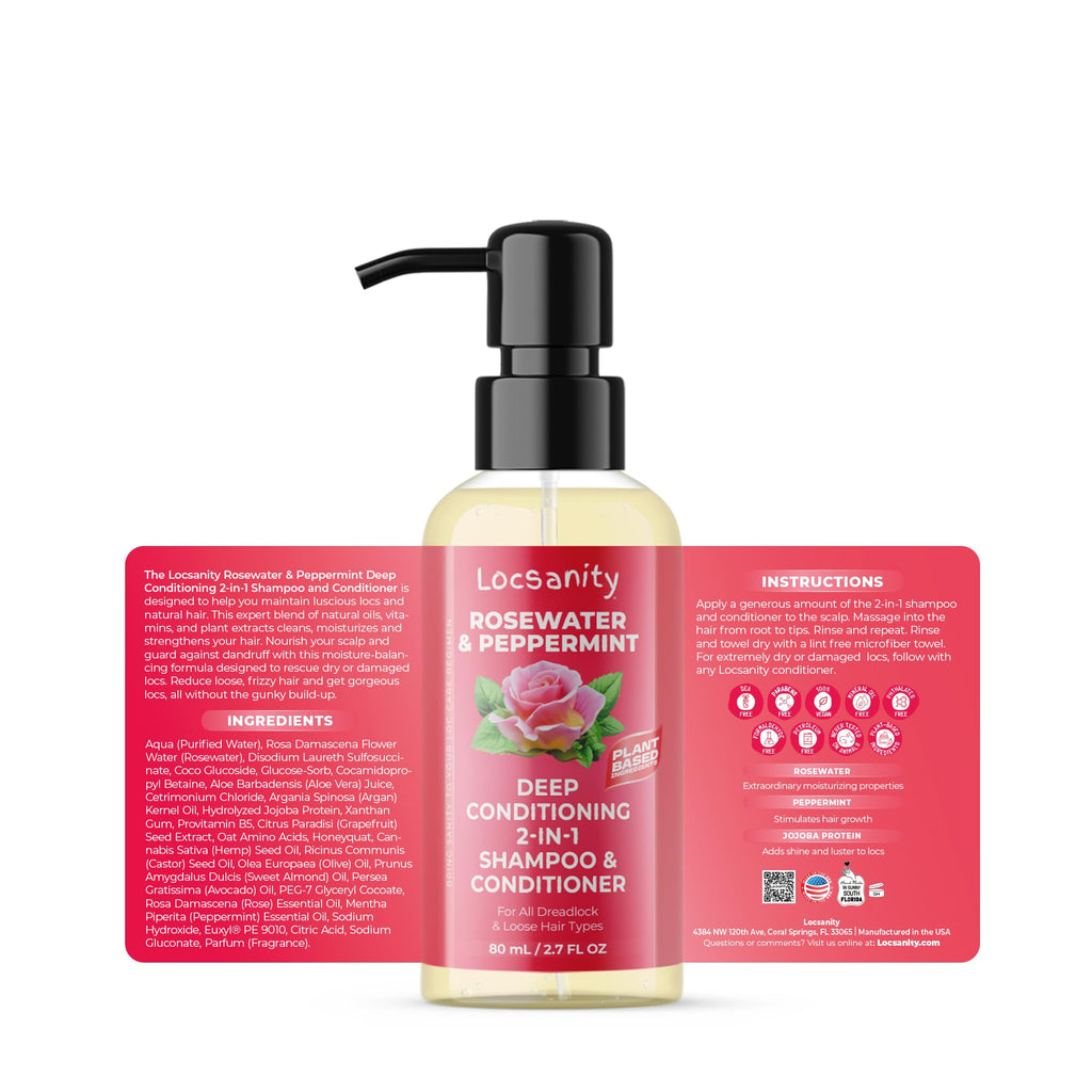 Locsanity Organic Teen Locs Essentials Kit – 2-in-1 Shampoo & Conditioner, Passion Fruit Spray, Hair Oil, Rosewater Peppermint Tightening Gel, Liquid Edge Gel
