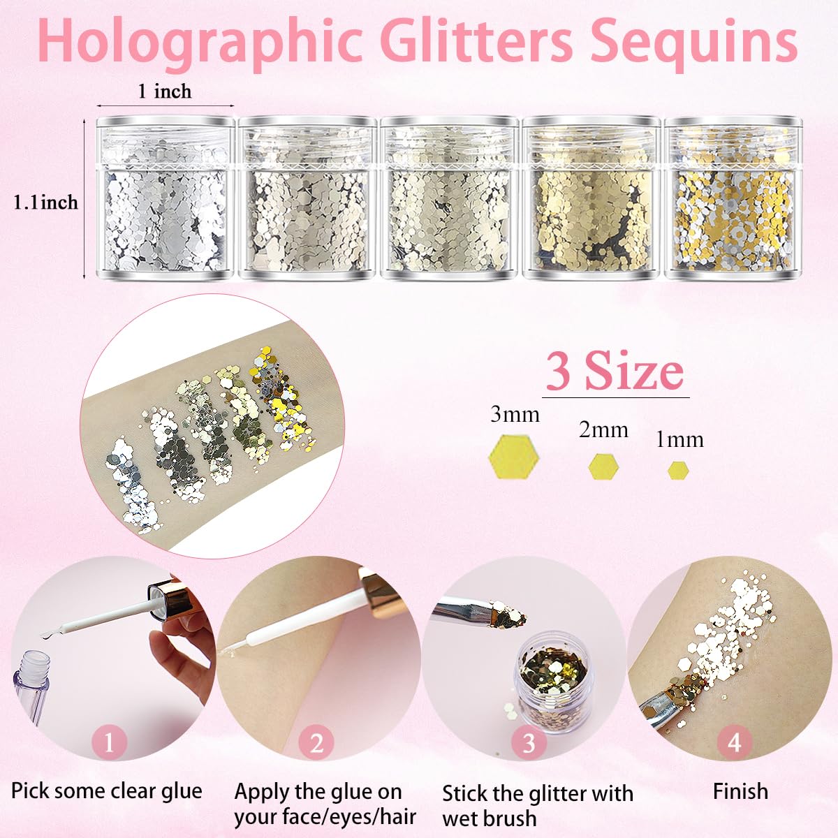 LOIKMIUP Hair & Face Gems Kit with Glue, Pearls, Glitter & Tools