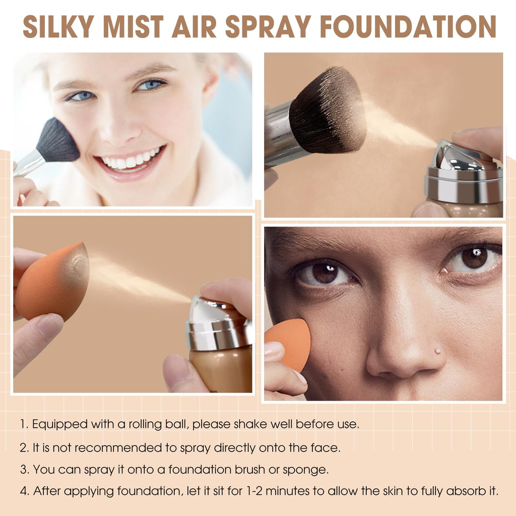 LOKFAR AirBrush Foundation Spray – Silky Mist, Full Coverage Hydrating Foundation | Buff Beige #04