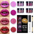 LOKFAR 4 Colors Glitter Lip Kit – Waterproof, Long-Lasting Shimmer Lip Powder & Primer Set (Set A Warm Color)
