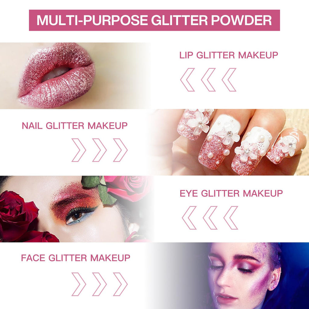 LOKFAR 4 Colors Glitter Lip Kit – Waterproof, Long-Lasting Shimmer Lip Powder & Primer Set (Set A Warm Color)