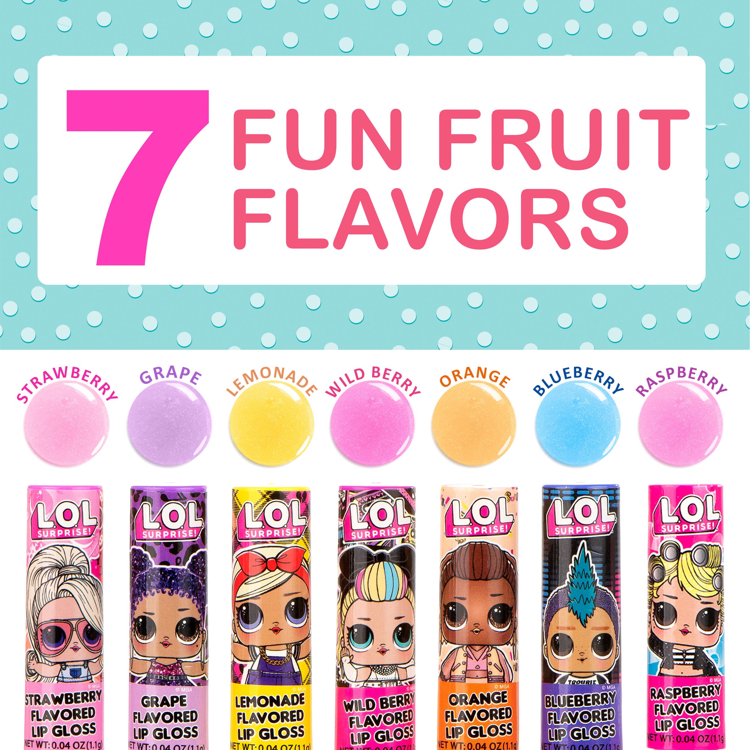 L.O.L. Surprise! 14pc Lip Gloss Set – 14 Flavored, Non-Toxic Glosses for Kids | Party Favors