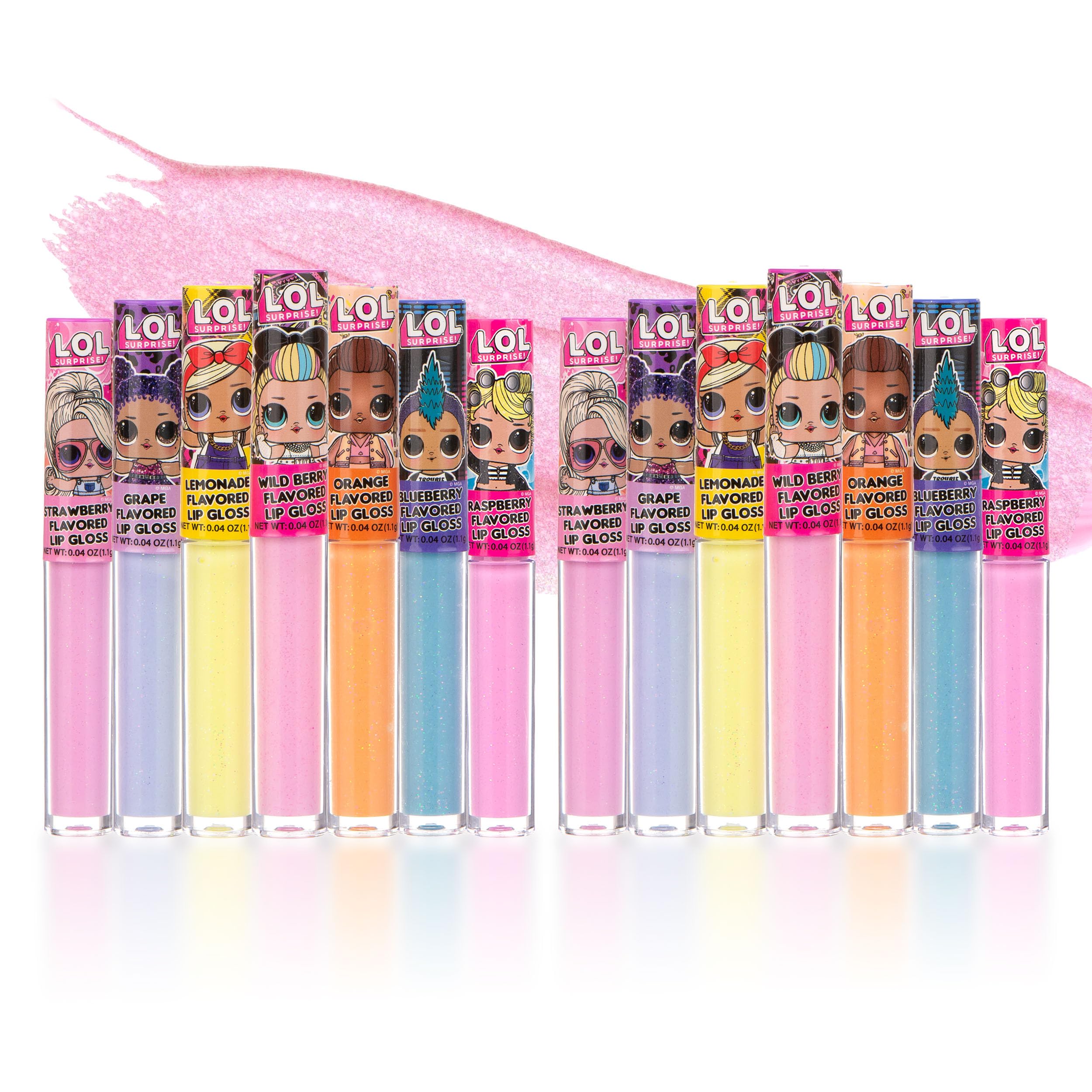 L.O.L. Surprise! 14pc Lip Gloss Set – 14 Flavored, Non-Toxic Glosses for Kids | Party Favors
