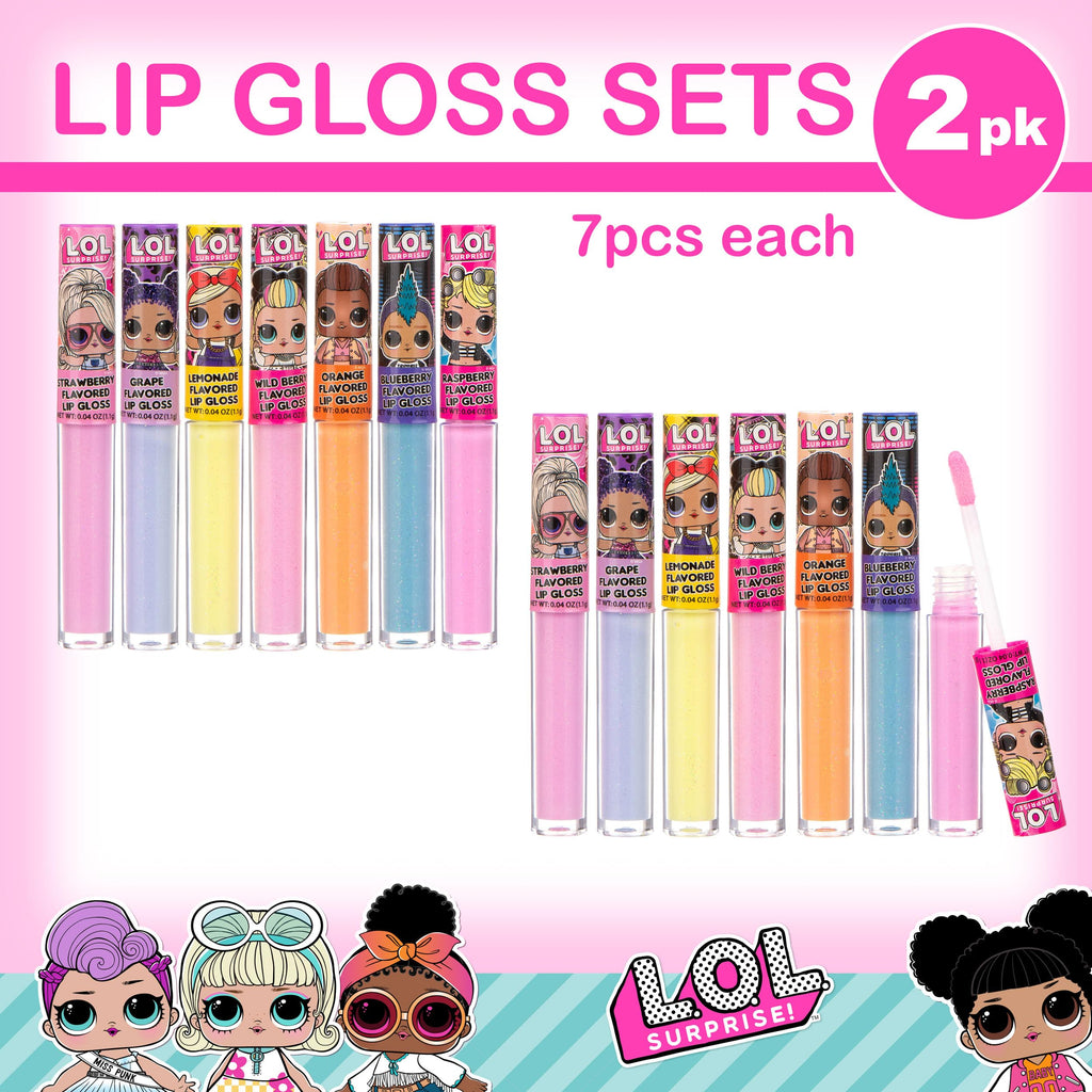 L.O.L. Surprise! 14pc Lip Gloss Set – 14 Flavored, Non-Toxic Glosses for Kids | Party Favors