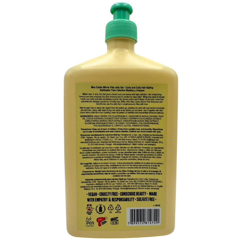 Lola From Rio Meu Cacho Minha Vida Moisturizing Jelly Gel – Defined Curls & Waves, Flexible Hold (16.91 fl oz)