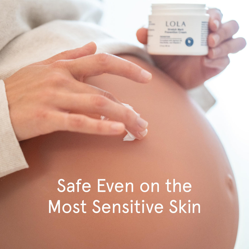 LOLA Stretch Mark Prevention Cream with Hydrating Body Oil | Skin Elasticity & Hypoallergenic Maternity Care - Cocoa Butter & Collagen Support - 4 Fl Oz