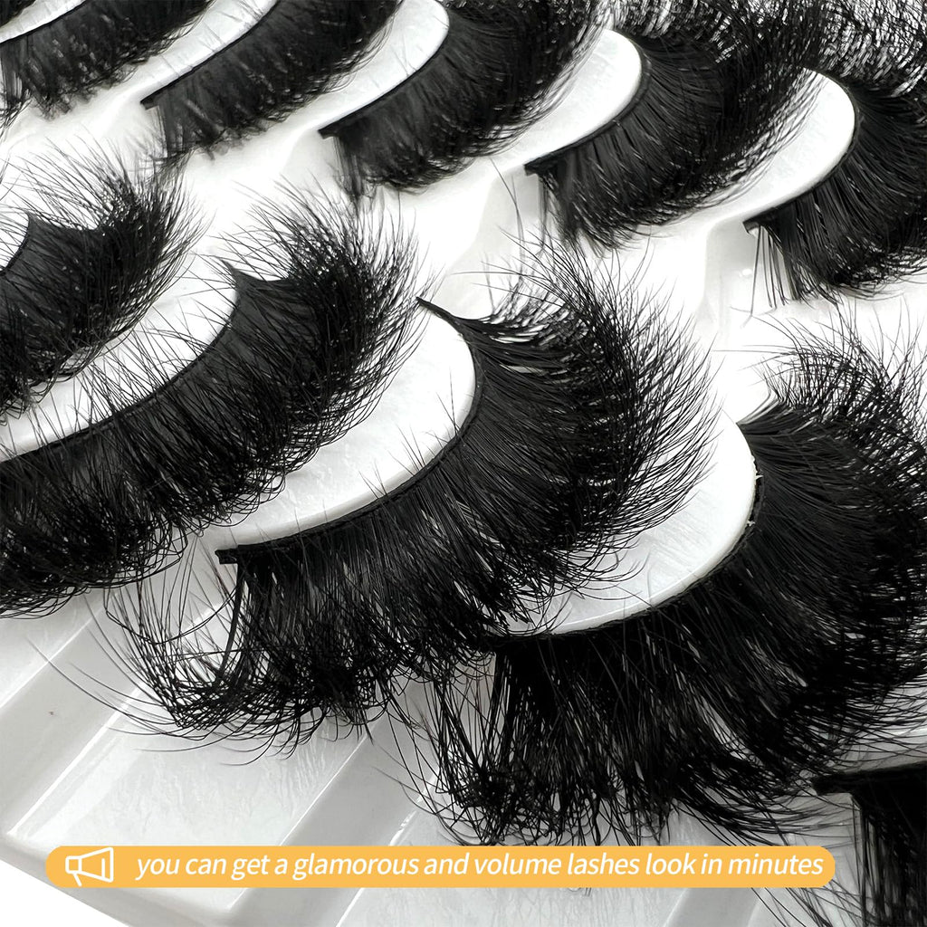 loladook Mink Lashes Fluffy 3D Volume - Dramatic 25mm Cat Eye Full Strip Lashes