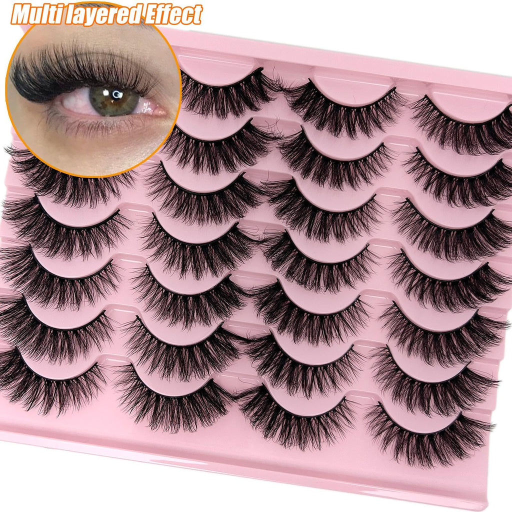 loladook Cat Eye Lashes Fluffy Wispy 3-18mm | Faux Mink, C Curl, 14 Pairs