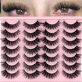 loladook Cat Eye Lashes Fluffy Wispy 3-18mm | Faux Mink, C Curl, 14 Pairs