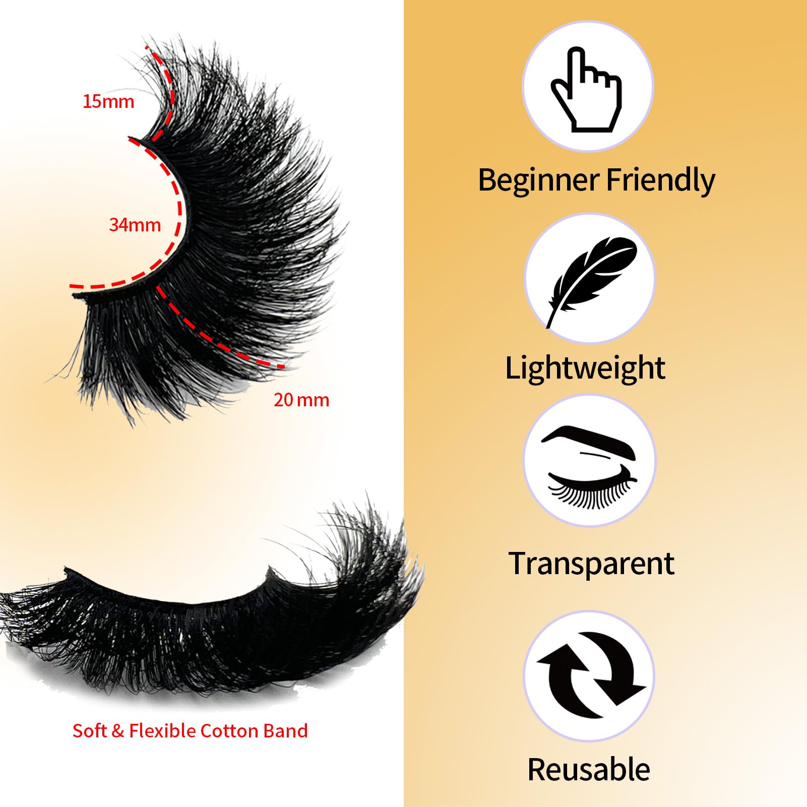 loladook Mink Lashes Fluffy 3D Volume - Dramatic 25mm Cat Eye Full Strip Lashes