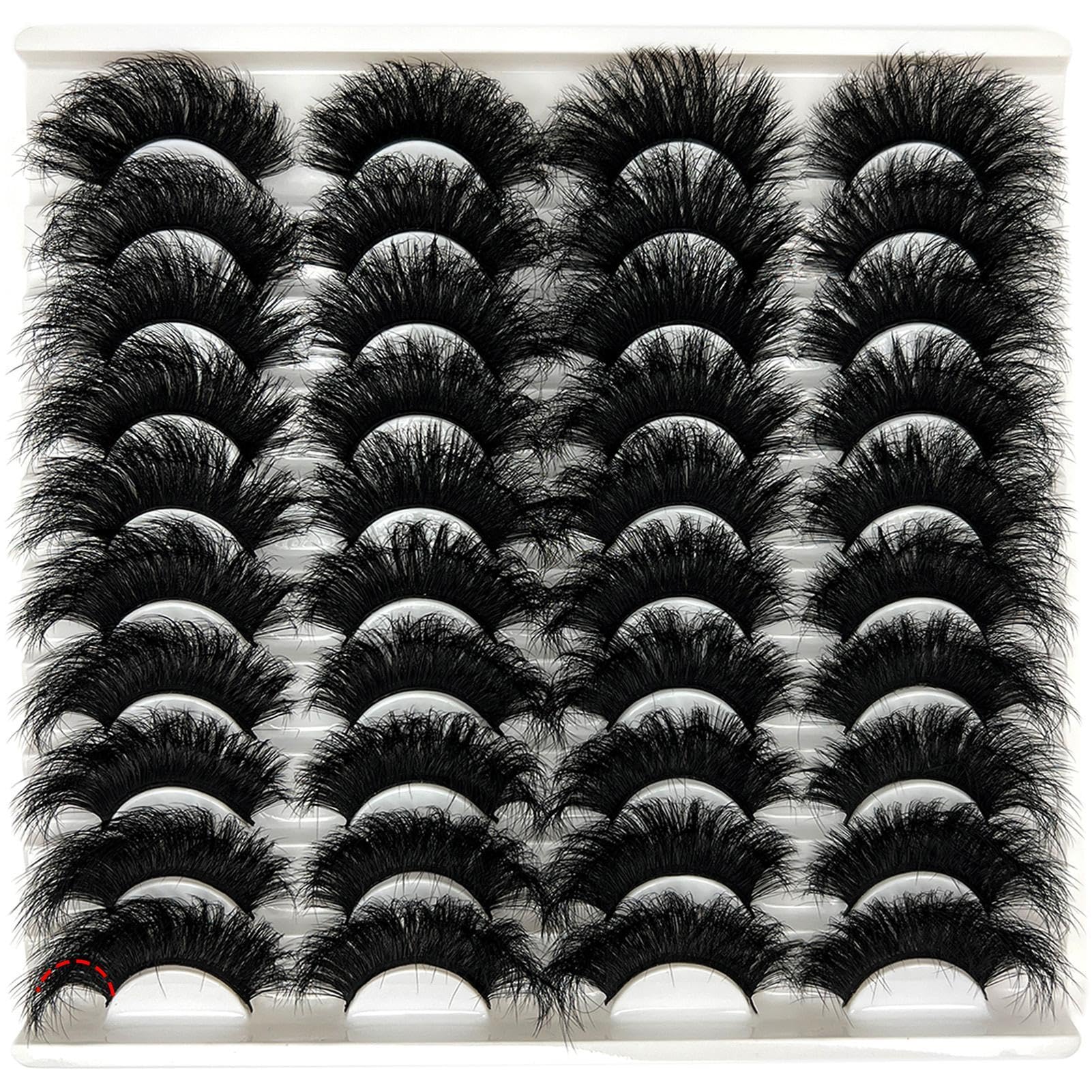 loladook Mink Lashes Fluffy 3D Volume - Dramatic 25mm Cat Eye Full Strip Lashes