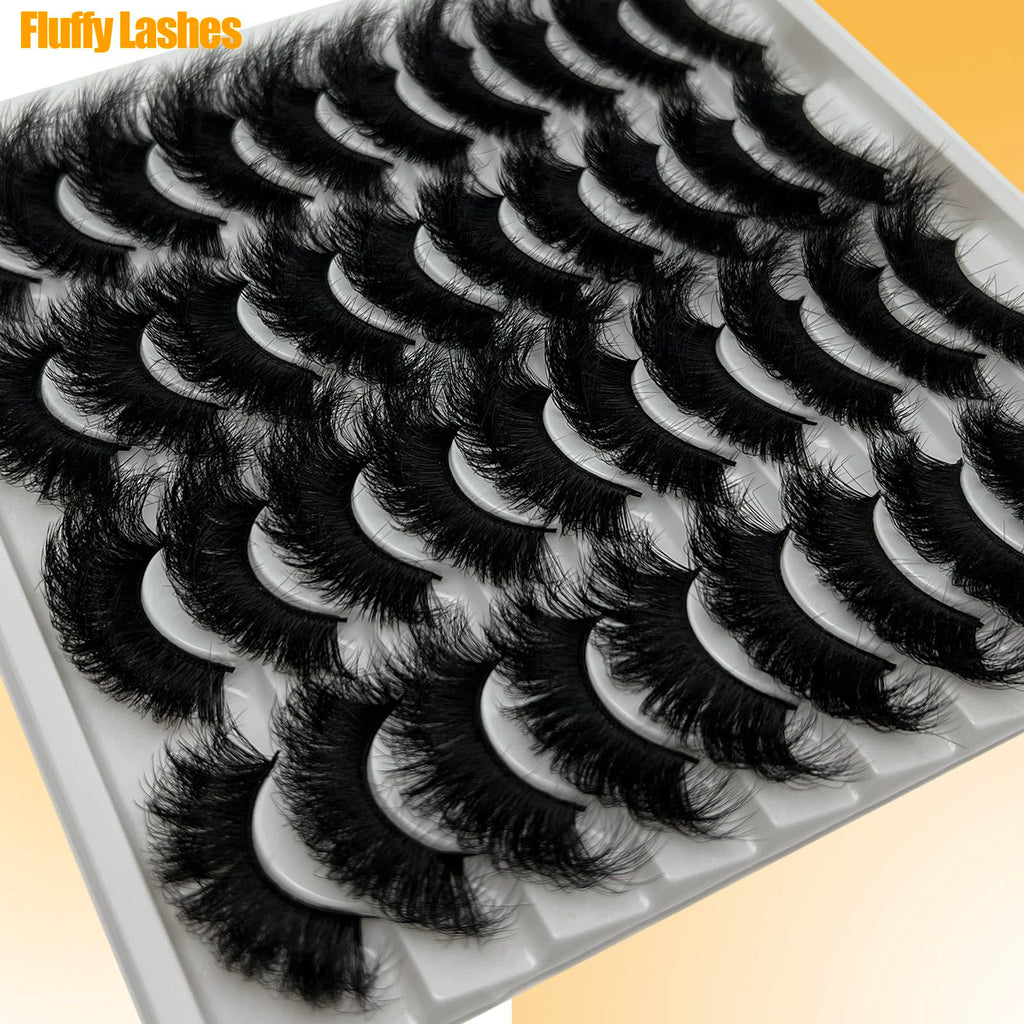 loladook Mink Lashes Fluffy 3D Volume - Dramatic 25mm Cat Eye Full Strip Lashes