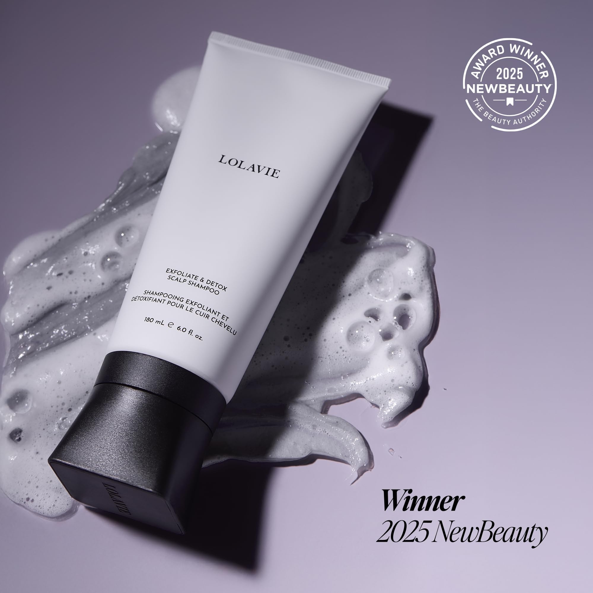 LolaVie Exfoliate & Detox Scalp Shampoo | 6 oz, 2-in-1 Charcoal + AHAs
