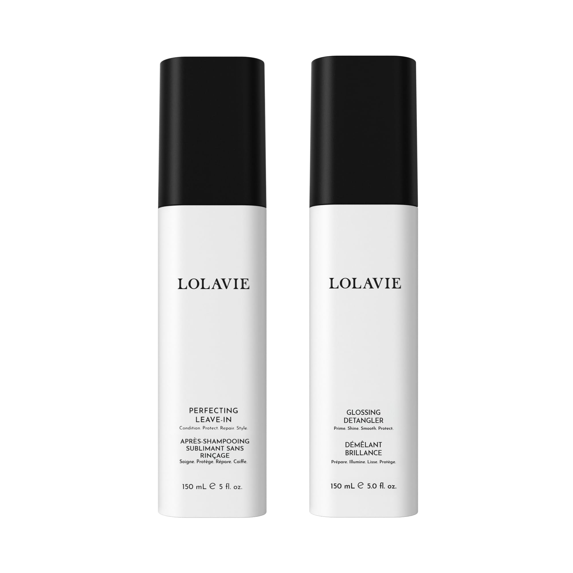 LolaVie Jen's Glossy Perfection Set – Glossing Detangler + Leave-In Conditioner | 450°F Heat Protection | Vegan & Color-Safe
