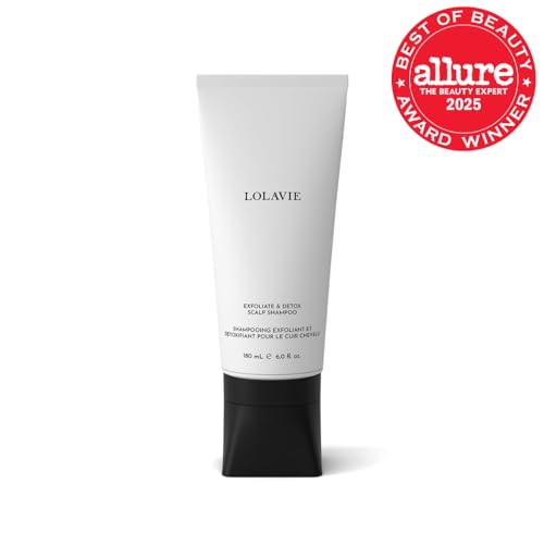 LolaVie Exfoliate & Detox Scalp Shampoo – 6 oz | 2-in-1 Charcoal & AHAs, Clarifying + Volume, Color Safe